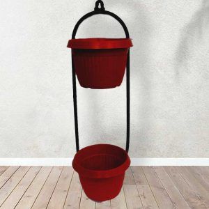 Iron Stand With Hanging Plastic Pots